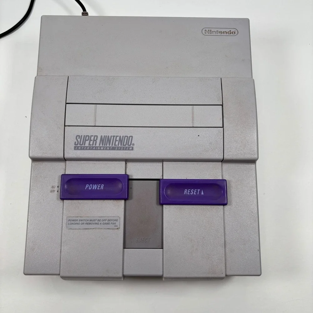 Super Nintendo SNES Console Bundle Mario World Black Bass 1 Controller Tested